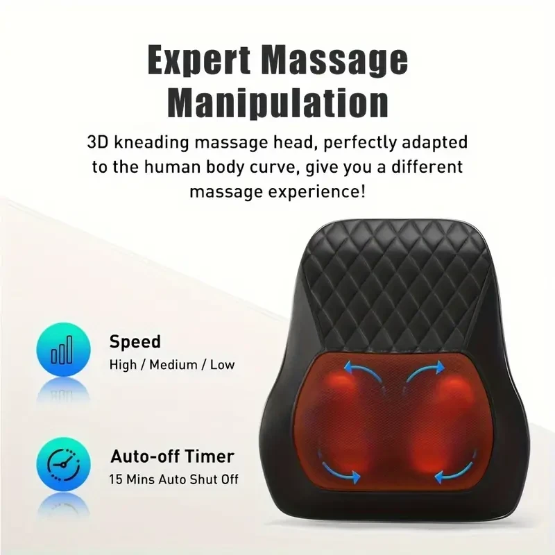 3D Shiatsu Neck & Back Massager Pillow With Heat