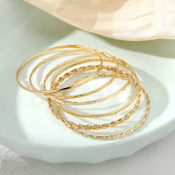 Bohemian Metal Chain Bracelet Set For Women Geometric Gold Color Thick Link Chain Bangle Female Fashion Jewelry