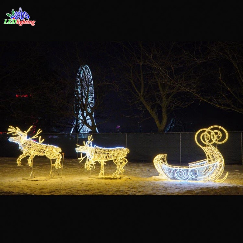 Custom Outdoor LED Reindeer with Sleigh - Hot Sell Christmas Decoration