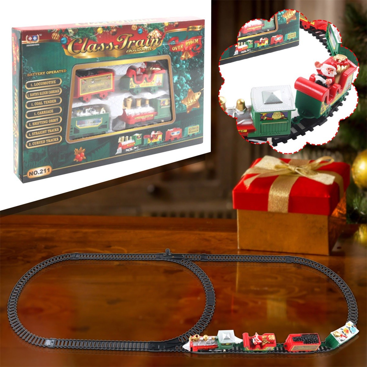 Realistic Electric Christmas Train Set - Easy to Assemble and Safe for Kids