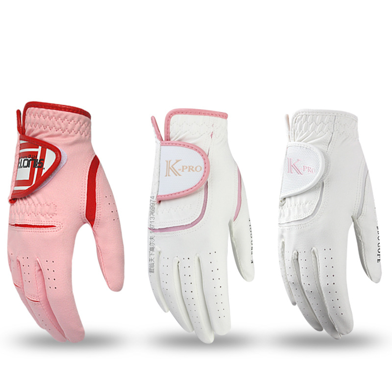 1Pair Women's Golf Gloves Microfiber Soft Fit Sport Grip Durable Gloves Anti-skid Breathable Sports Gloves