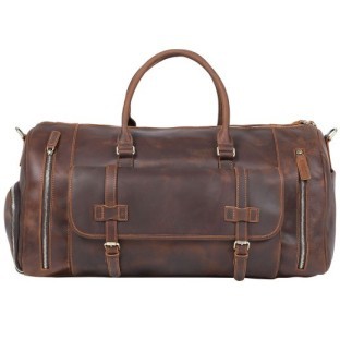 Men's Retro Genuine Leather Super Large Capacity First Layer Cowhide Leather Hand Luggage Bag