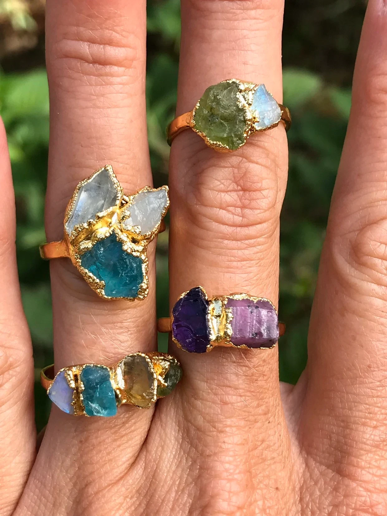 Natural Crystal Plating Rough Stone Ring