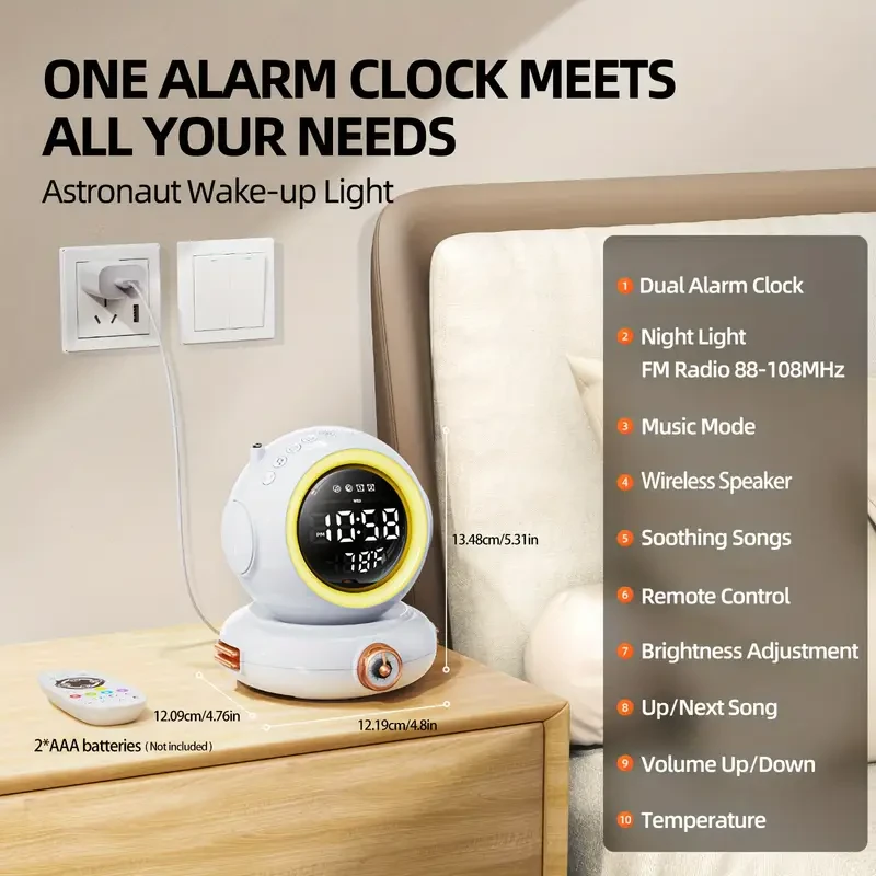 Bluetooth Speaker Astronaut - Creative Sunrise Alarm Clock Wake Up Light