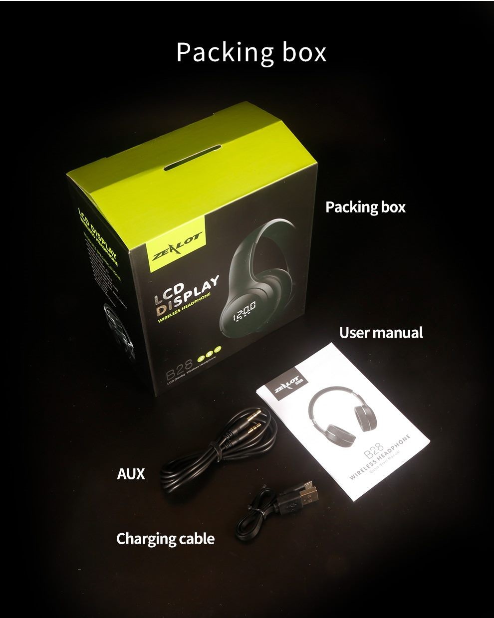 ZEALOT B28 Wireless HeadPhone, Noise cancellation, Quality Sound.