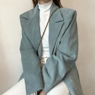 British Style Corduroy Lapel Two Button Suit Jacket