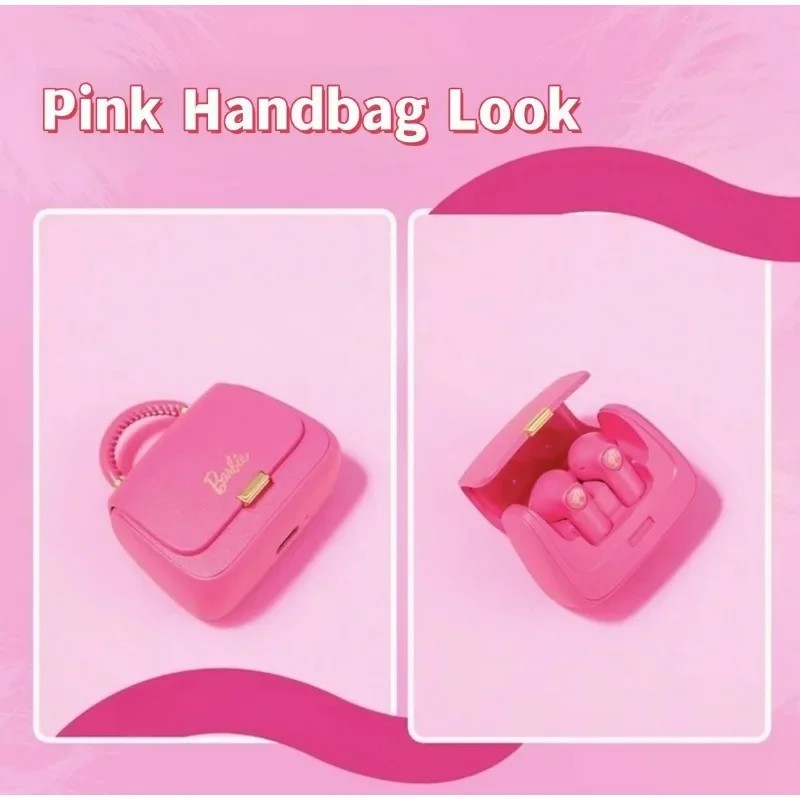 Genuine MINISO Barbie Series TWS Bluetooth Headphones  Pink Cute Creative Handbag Shape In-Ear Earplugs, Ideal Girls Holiday Gift