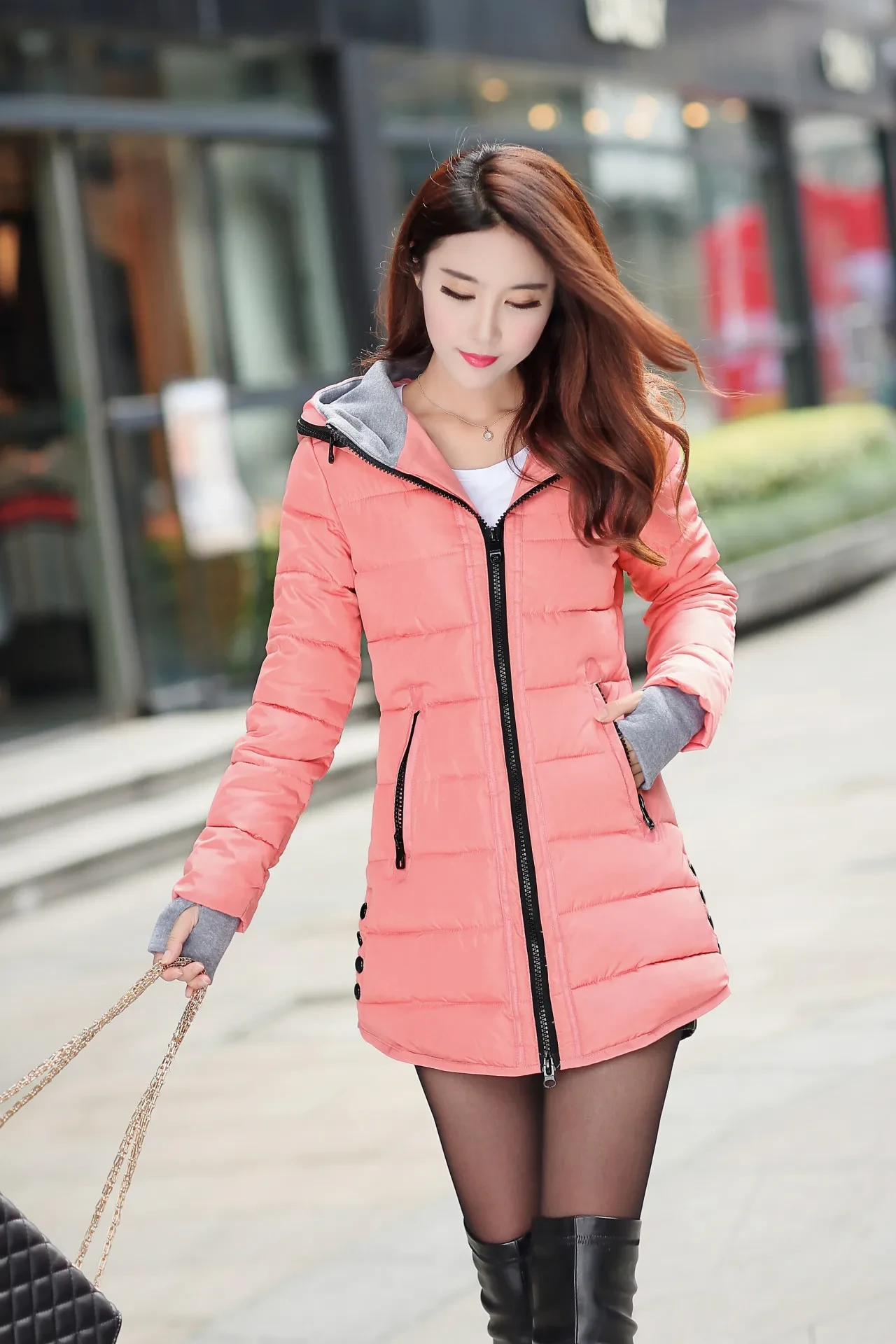 Down Padded Jacket Padded Hooded Gloves Padded Jacket Winter Coat Padded Jacket