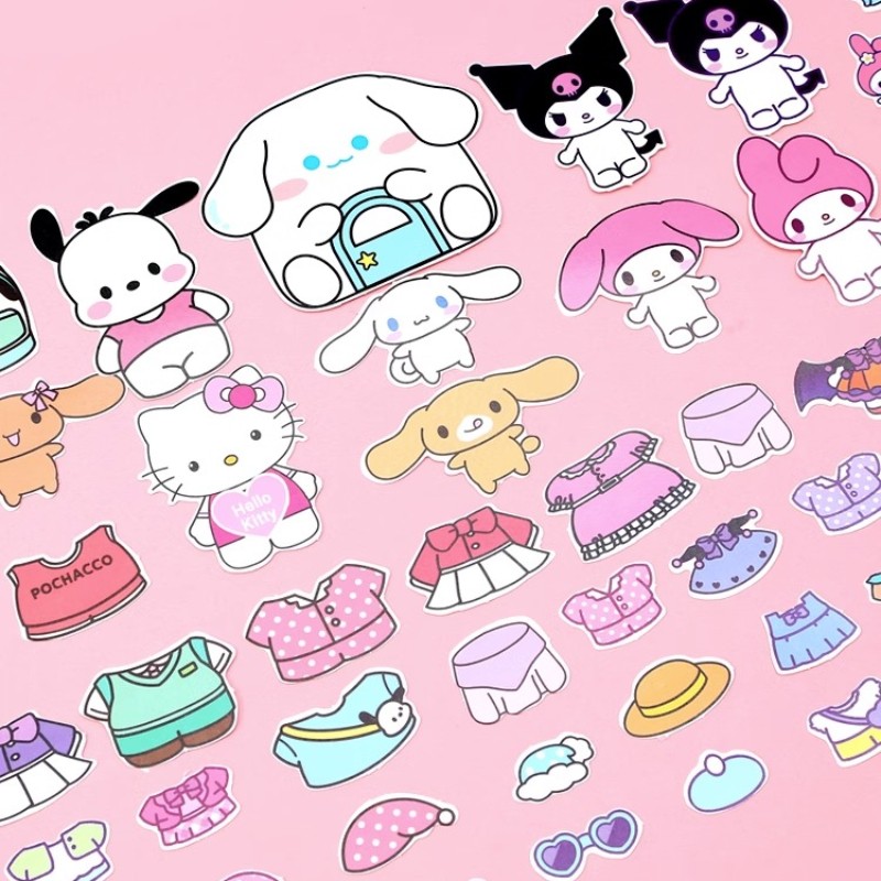 MINISO Sanrio Girl Quiet Book  Kuromi, Cinnamoroll, My Melody, and Pochacco DIY Material Children's Toys for Development and Hands-On Ability