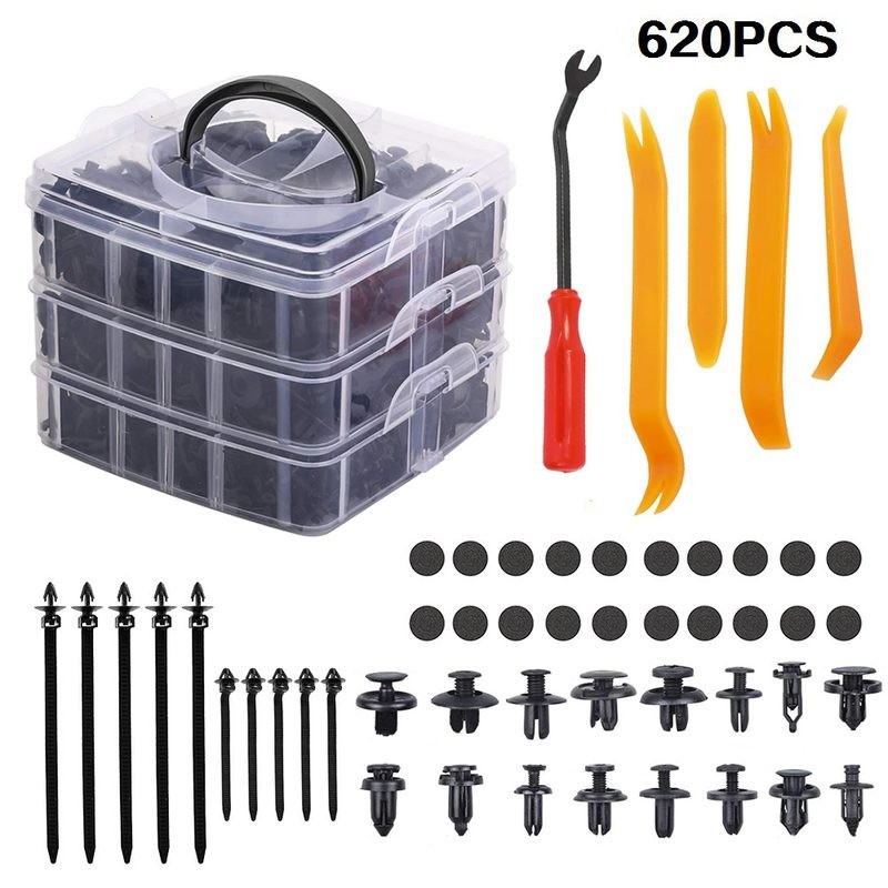 620pcs Car Push Retainer Clips Bumper Rivets Dash Removal Tools Kit