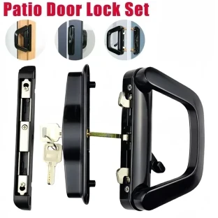 Glass Patio Sliding Door Lock Handle Set - Security Hardware with Key