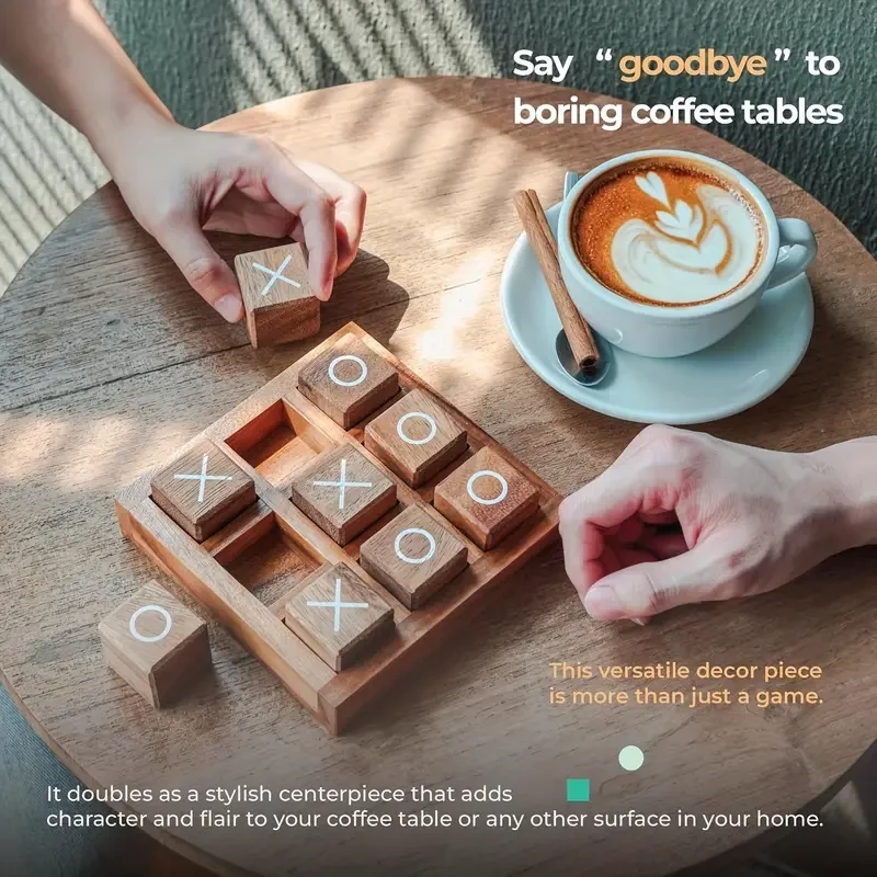 Classic Wooden Tic-Tac-Toe Game Set