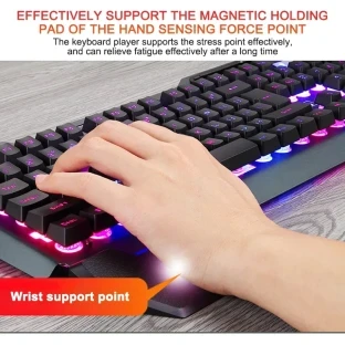 ErgonomicWired Gaming Keyboard with RGB Backlight Phone Holder
