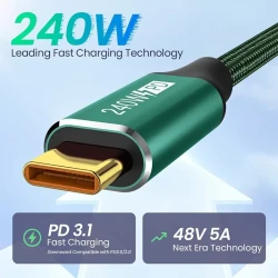 240W PD3.1 USB Type C To C Cable Fast Charging Cable