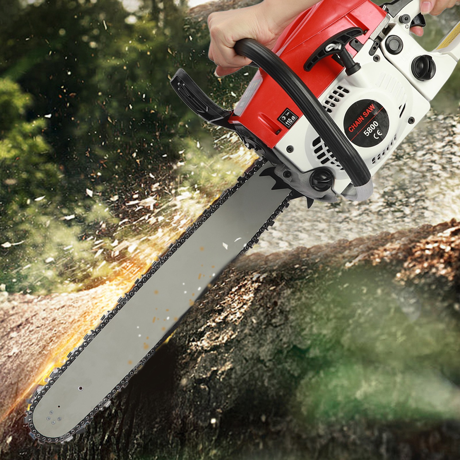 21.67-Inch High-Powered Versatile 58-Cubic-Centimeter Rust-Resistant Wood Chainsaw for Wood Cutting