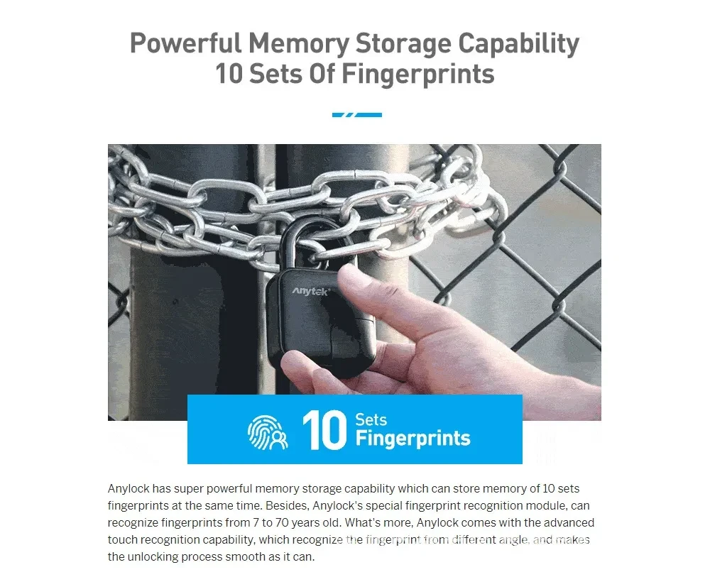 Smart Lock Waterproof L3 Fingerprint Padlock