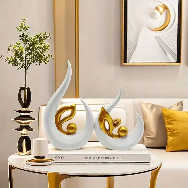 Golden Accents Art Deco Resin Sculptures Set of 2