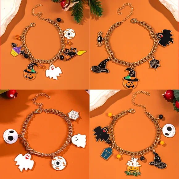Halloween Ghost Pumpkin Necklace Horror Bracelet Necklace Jewelry