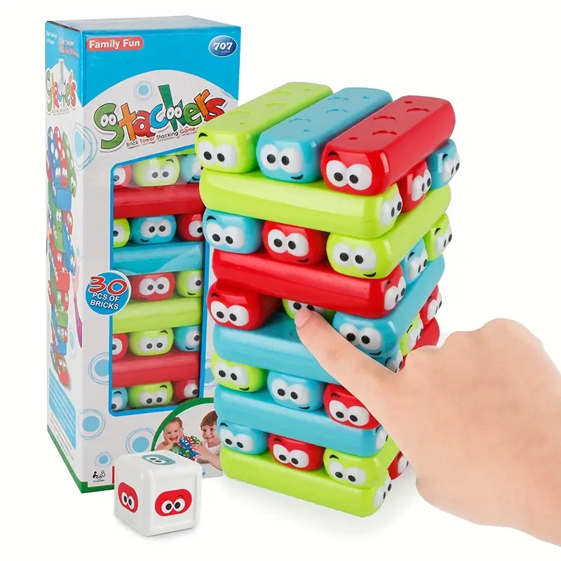30pcs Colorful Stacking Blocks Game - Fun Educational Toy for Family Gatherings