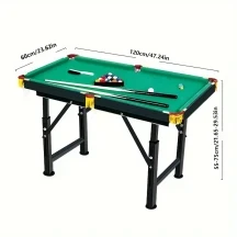 Adjustable Height Mini Pool Table Set â Folding Billiards Table with Iron Frame