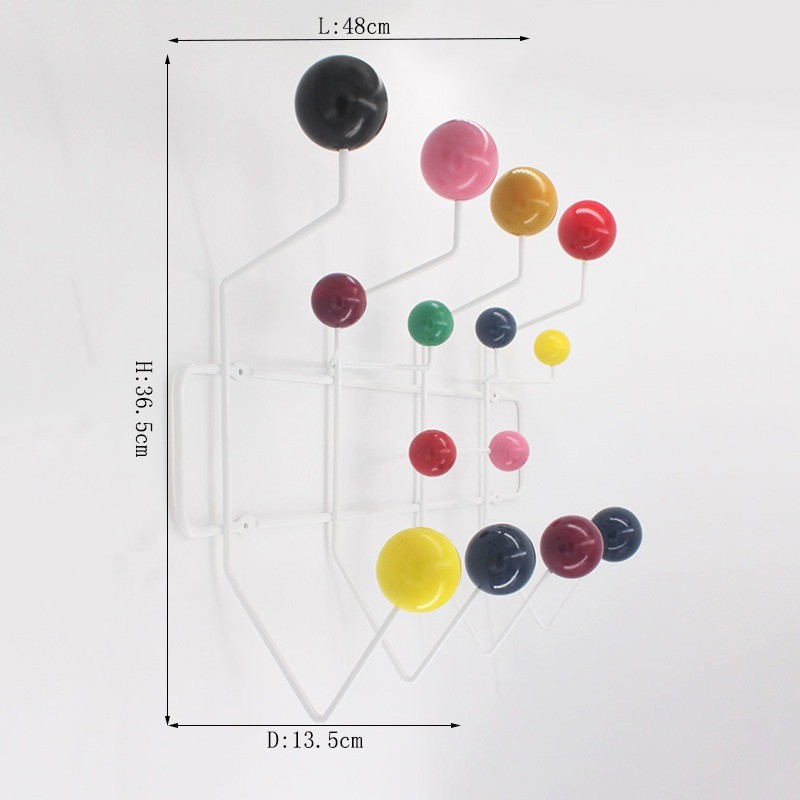 Kindergarten Iron Coat Rack with Solid Wood Ball