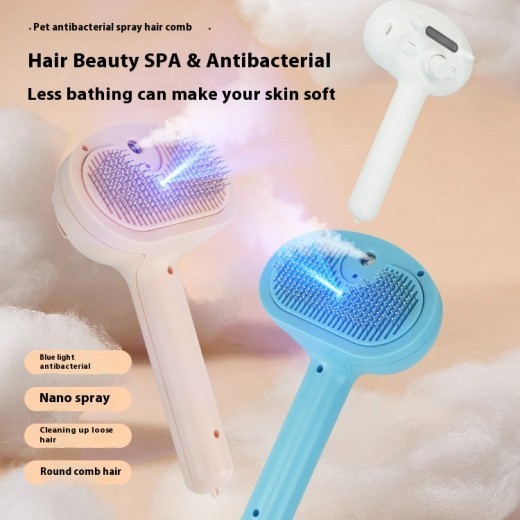 Pet Spray Comb Rechargeable Float Hair Cleaning One Key Hair Removal Comb