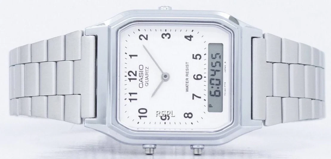 Casio Vintage Dual Time Analog Digital Quartz AQ-230A-7BMQ AQ230A-7BMQ Unisex Watch