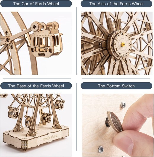 Rowood 3D Puzzles For Adults Model Kits For AdultsWooden Music BoxDIY Craft Kits For Adults Teen Boy Gifts On Birthday Christmas Ferris Wheel