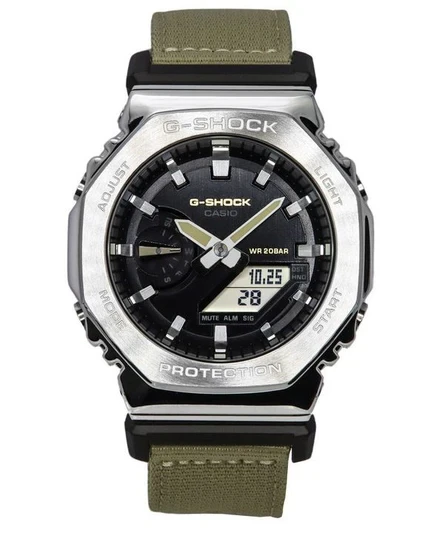 Casio G-Shock Utility Metal Collection Analog Digital Cloth Strap Black Dial Quartz GM-2100C-5A 200M Mens Watch