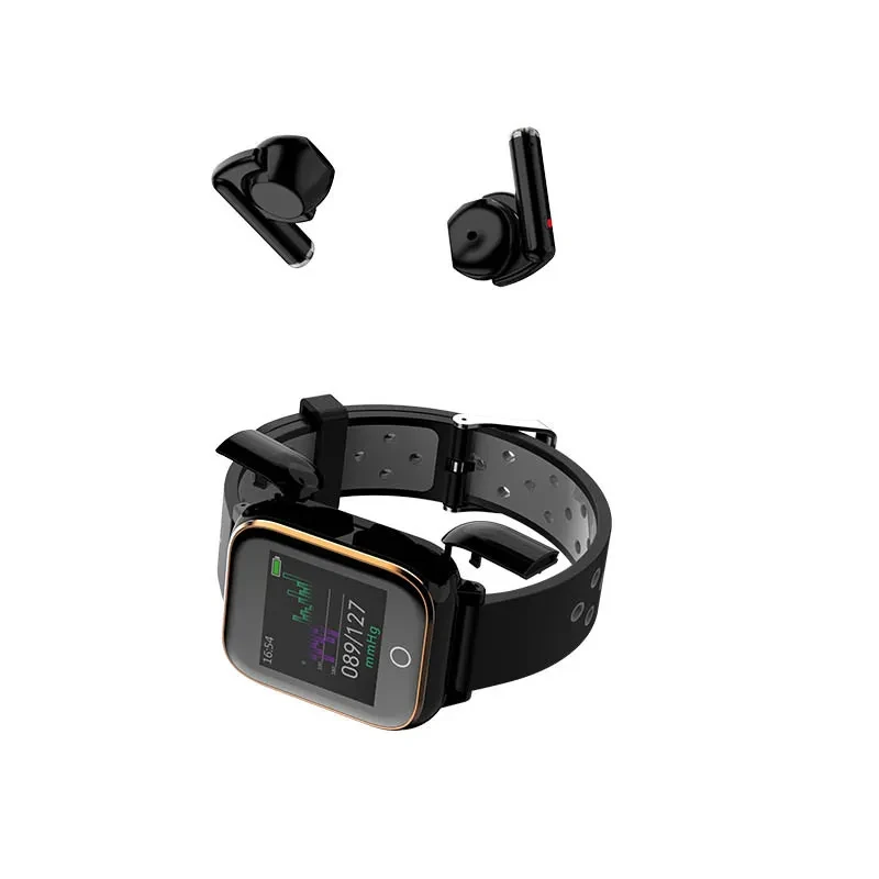 Smart Watch Bluetooth Earphone 2 in 1 BT 5.0 Call Hear Rate Blood Pressure For Bracelet