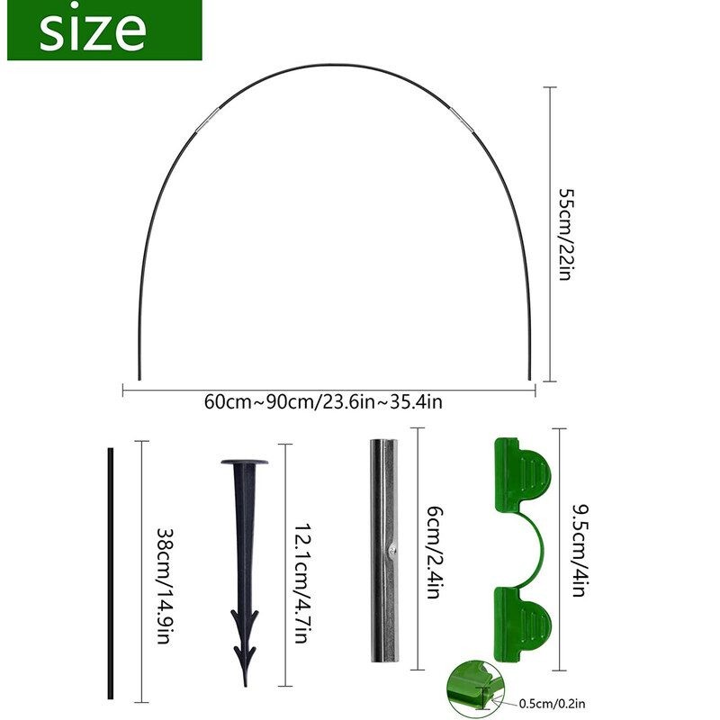 Greenhouse Hoops Set Gardening Rod Seedling Arch Shed Bracket Tunnel
