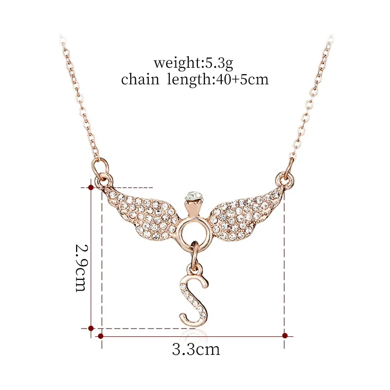 Personalized crystal Angel Pendant Necklace