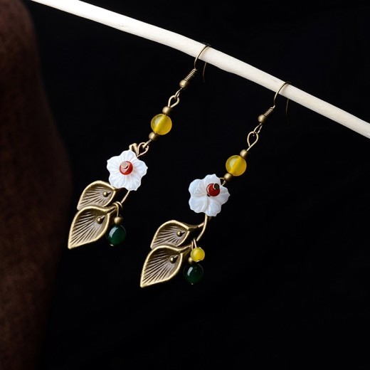 Metal tree vine earrings