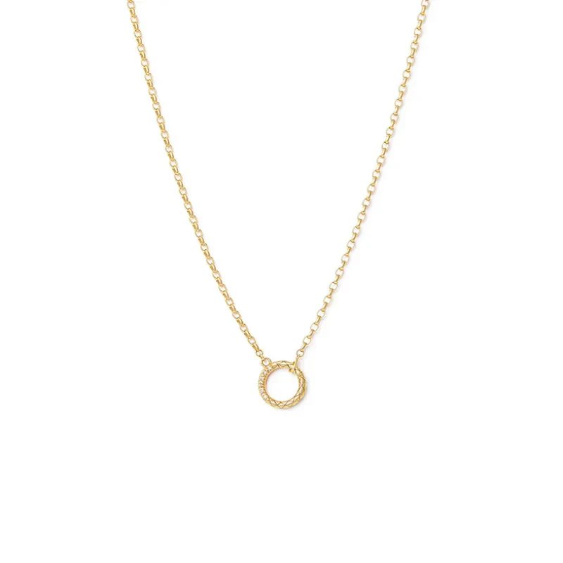Light Luxury 925 Sterling Silver Simple Retro Diamond Pattern Round Necklace