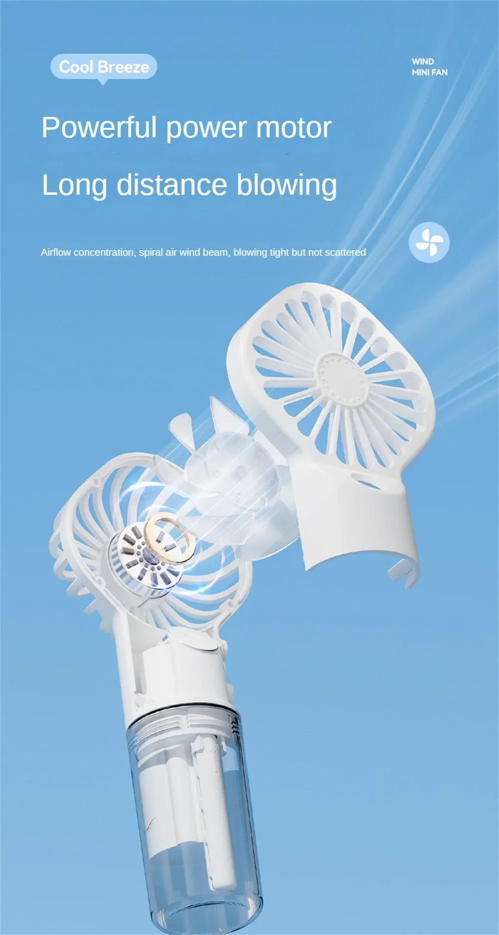 Strong Power Spray Humidification Small Mist Fan Humidification Usb Charging Portable Fan Icy And Refreshing Fan Water Supplement