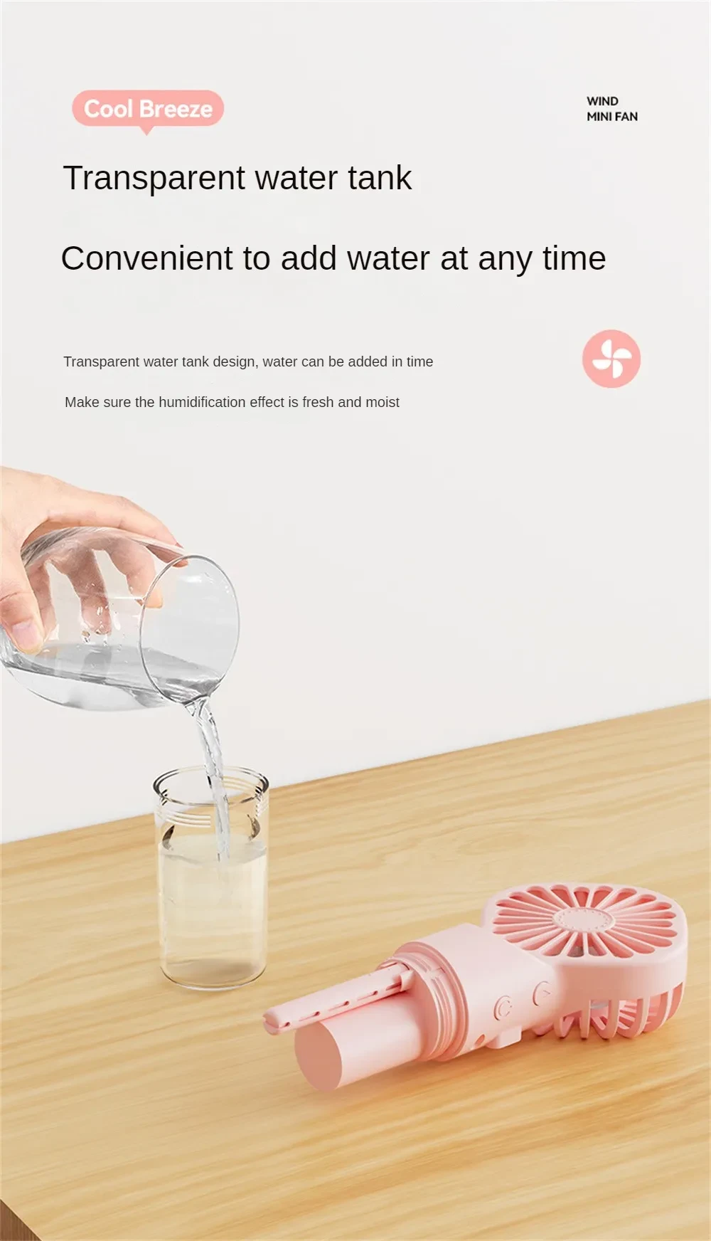 Strong Power Spray Humidification Small Mist Fan Humidification Usb Charging Portable Fan Icy And Refreshing Fan Water Supplement