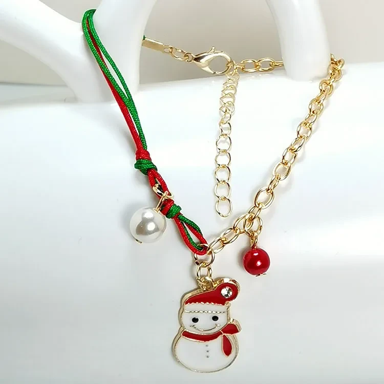 New Christmas Snowman Santa Claus Tree Snowflake Elk Bracelet Christmas Gift Charm Bracelet Chain Pendant For Women