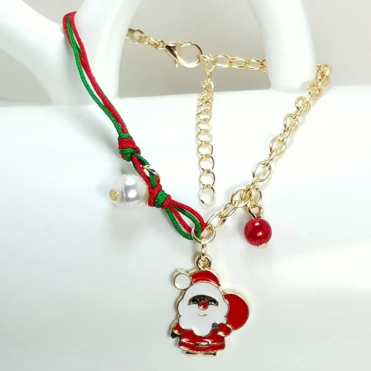 New Christmas Snowman Santa Claus Tree Snowflake Elk Bracelet Christmas Gift Charm Bracelet Chain Pendant For Women