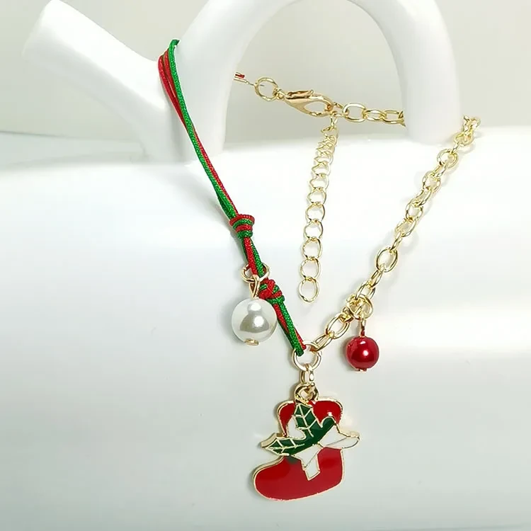 New Christmas Snowman Santa Claus Tree Snowflake Elk Bracelet Christmas Gift Charm Bracelet Chain Pendant For Women