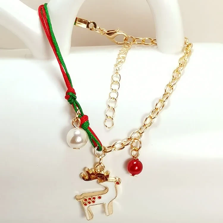 New Christmas Snowman Santa Claus Tree Snowflake Elk Bracelet Christmas Gift Charm Bracelet Chain Pendant For Women