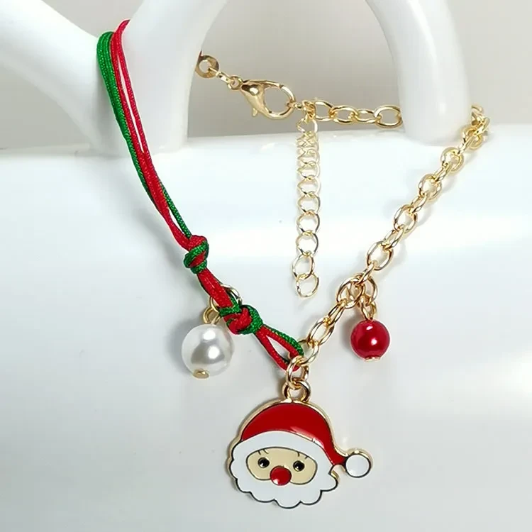 New Christmas Snowman Santa Claus Tree Snowflake Elk Bracelet Christmas Gift Charm Bracelet Chain Pendant For Women