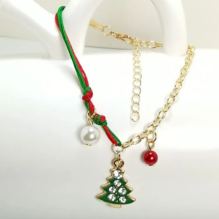 New Christmas Snowman Santa Claus Tree Snowflake Elk Bracelet Christmas Gift Charm Bracelet Chain Pendant For Women
