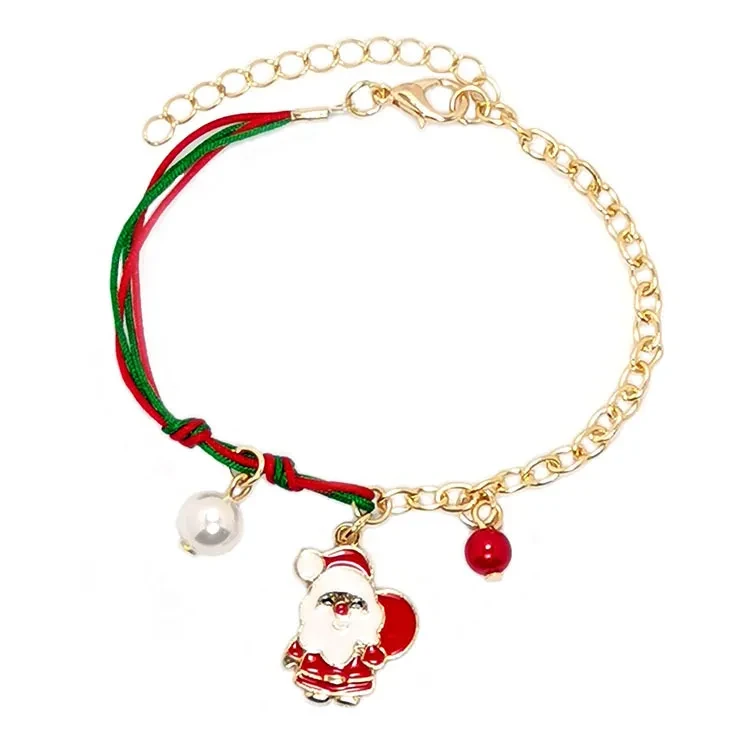 New Christmas Snowman Santa Claus Tree Snowflake Elk Bracelet Christmas Gift Charm Bracelet Chain Pendant For Women