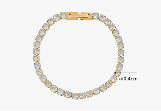 Zircon Bracelet Bling Chain Bracelet For Girl Titanium Steel Cubic Chain Jewelry