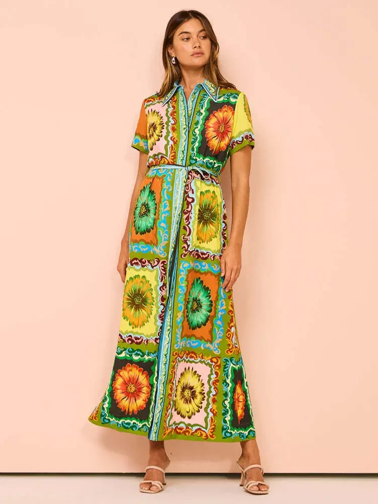 Women's High Profile Fashion Printed Lace-up Dress