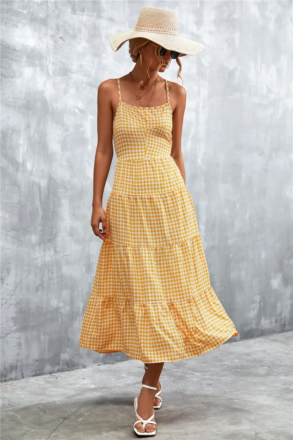 Sexy Women's Back Strap Lace-up Midi Dress