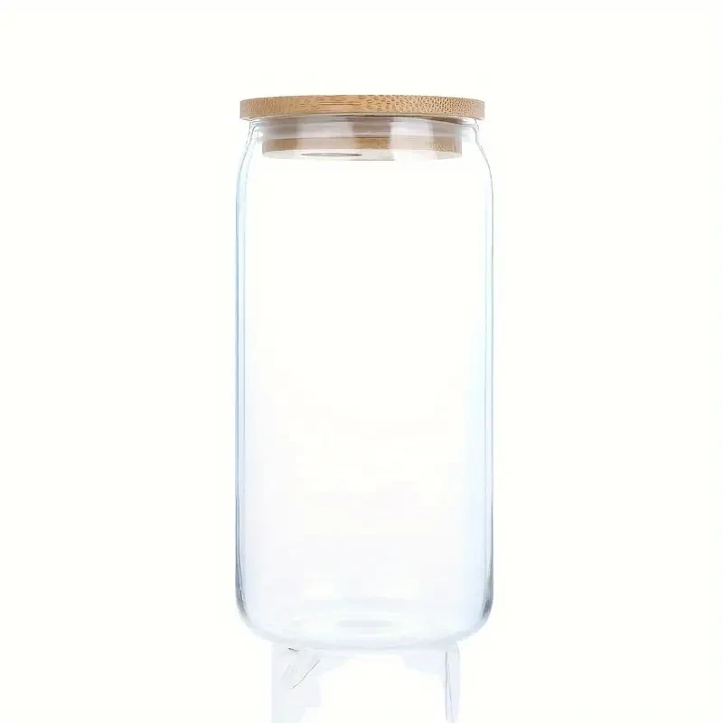 6 Pack Glass Cup Set with Bamboo Lids & Glass Straws - 500ml