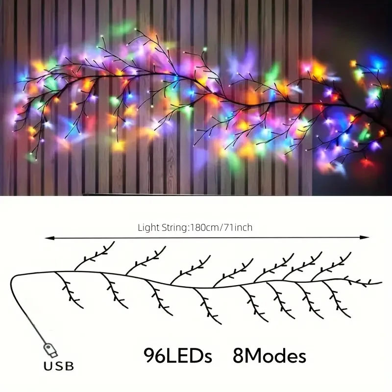 AMill 8-Pattern USB Vine Decorative Lights - 96 LED Branch Lights