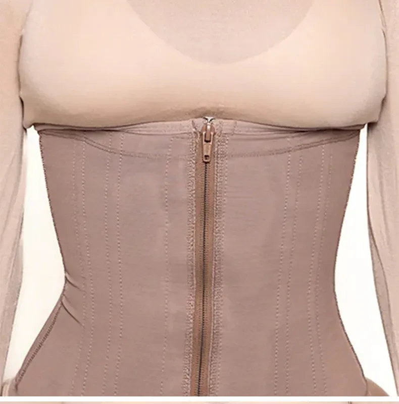 Plus Size Zipper Breasted 9 Bone Waist Seal Corset
