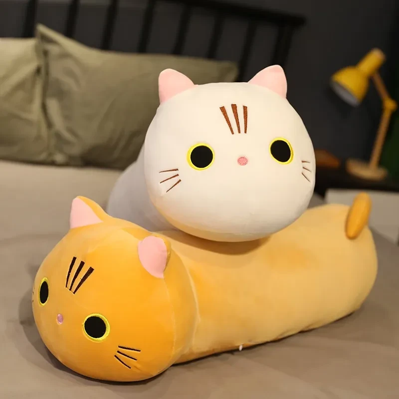 Large Size Cartoon Cat Plush Toys Stuffed Cloth Doll Long Animal Pillow Cushion